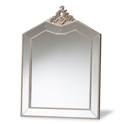 Baxton Studio Odele Contemporary Glam and Luxe Brushed Silver Finished Wood Accent Wall Mirror